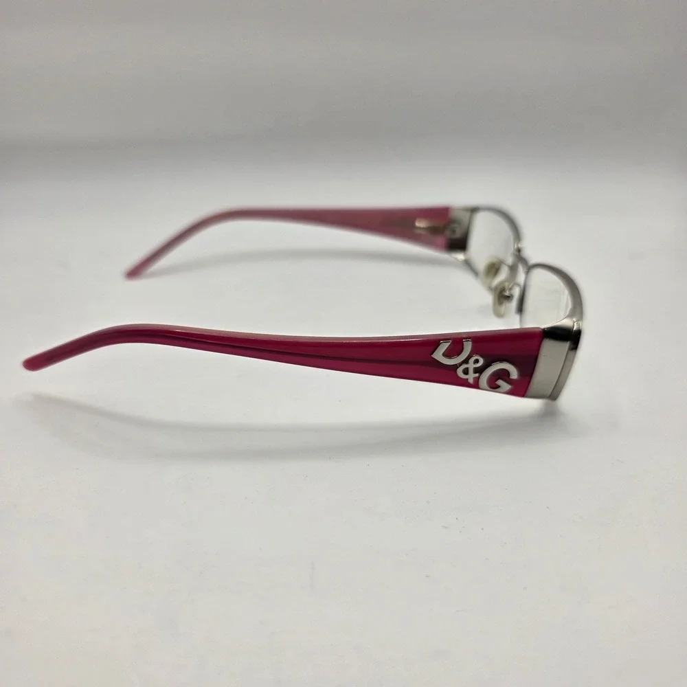D&G Dolce & Gabbana 5037 101 Silver Pink‎ Rectangular Frames 52-16-135 Y2K Vtg